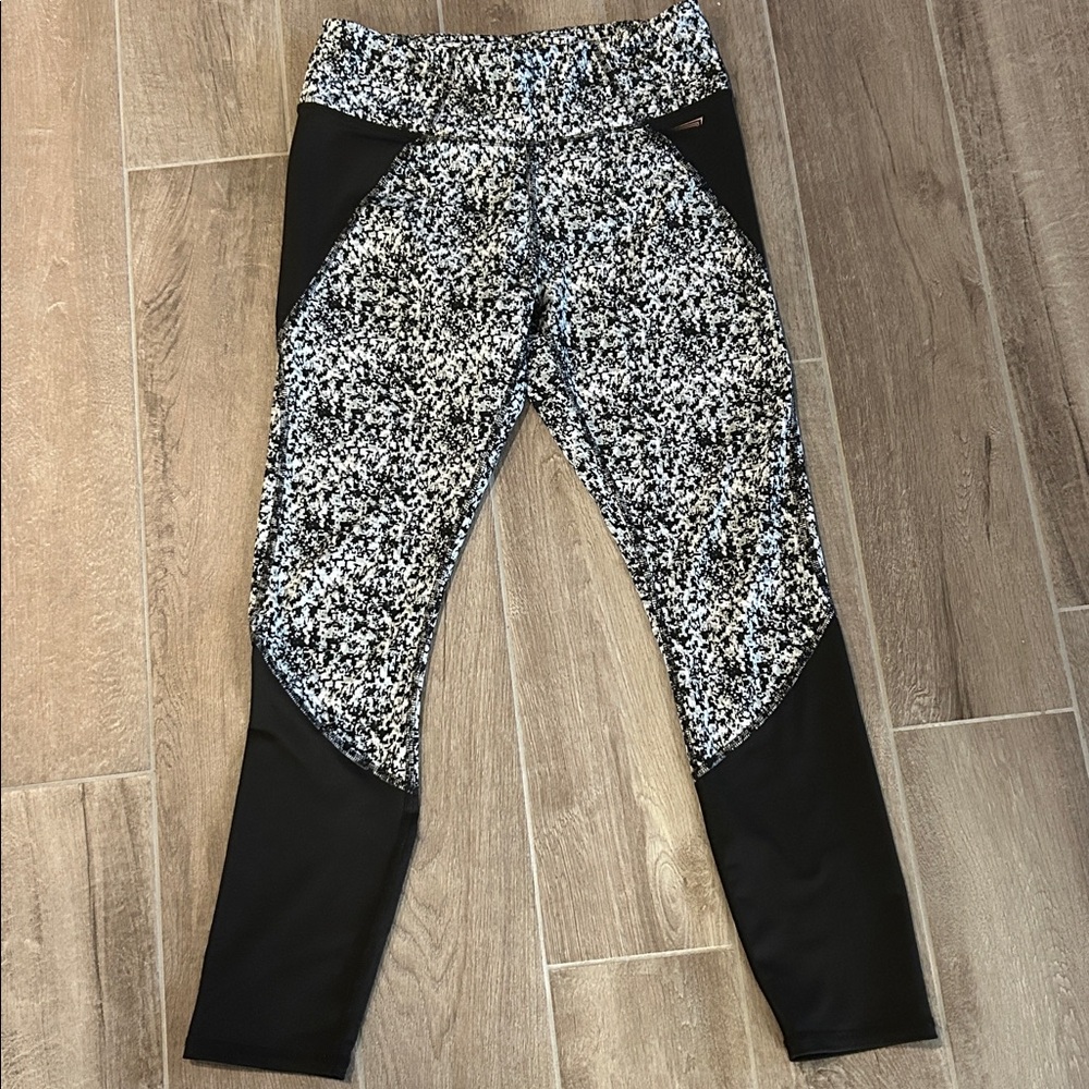 Copper Fit Ladies Large Leggings  Speckled Black Compression Pants  Moisture-Wic